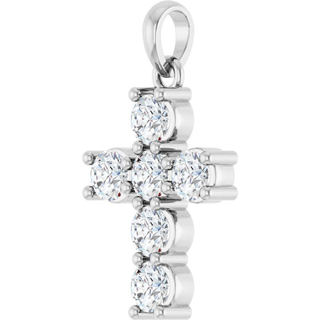 14K White Gold 3/4 CTW Lab-Grown Diamond Cross Pendant