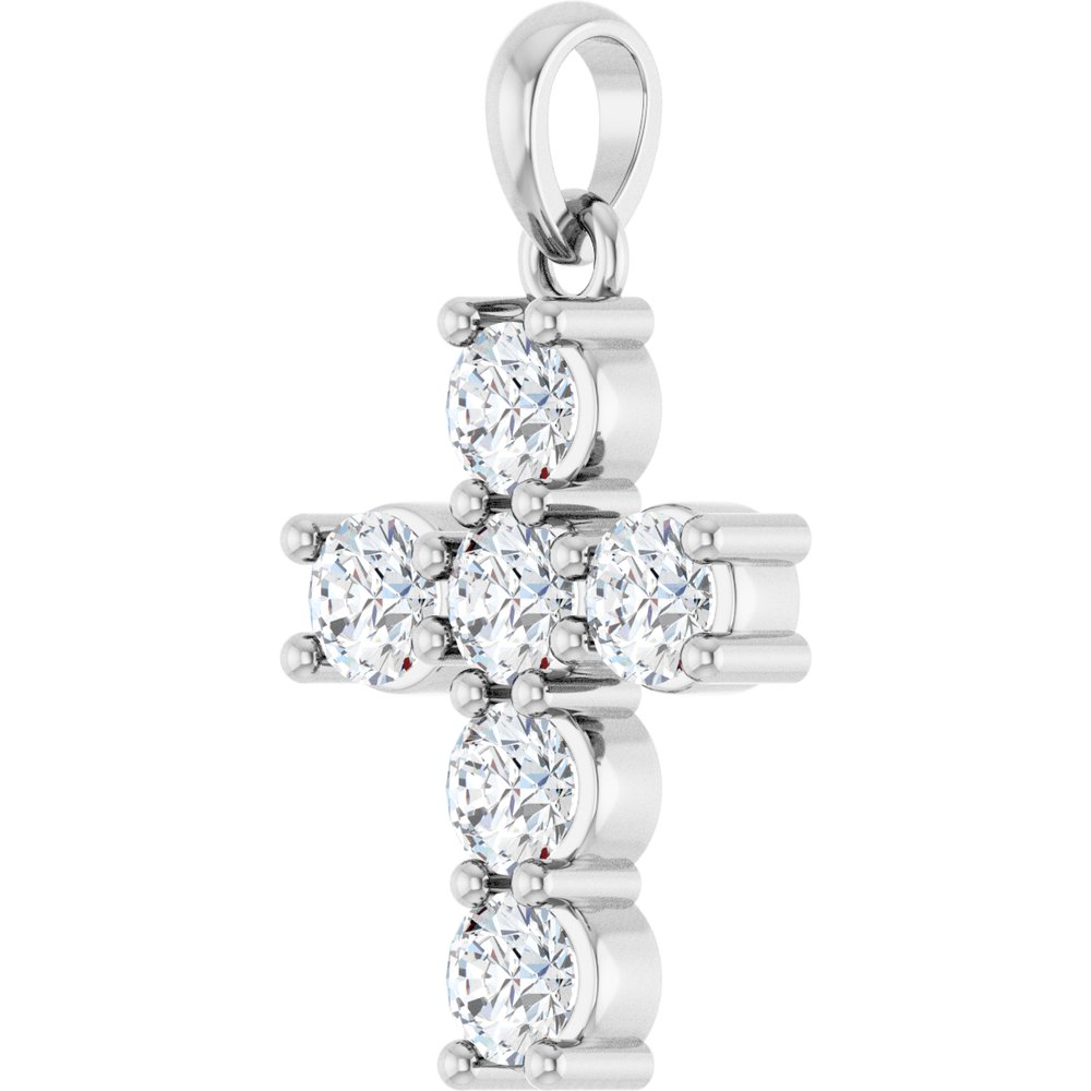 14K White Gold 3/4 CTW Lab-Grown Diamond Cross Pendant