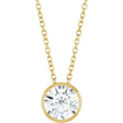 14K Yellow Gold 1 CT Lab-Grown Diamond Bezel-Set 16-18" Necklace