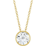 14K Yellow Gold 1 CT Lab-Grown Diamond Bezel-Set 16-18" Necklace