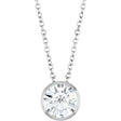 14K White Gold 1 CT Lab-Grown Diamond Bezel-Set 16-18" Necklace