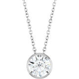 14K White Gold 1 CT Lab-Grown Diamond Bezel-Set 16-18" Necklace