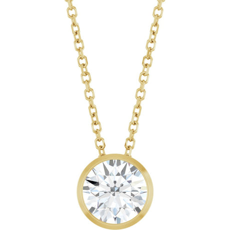 14K Yellow Gold 1 CT Lab-Grown Diamond Bezel-Set 16-18" Necklace
