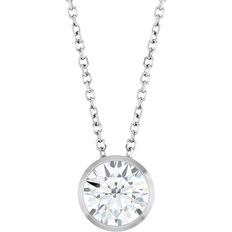 14K White Gold 1 CT Lab-Grown Diamond Bezel-Set 16-18" Necklace