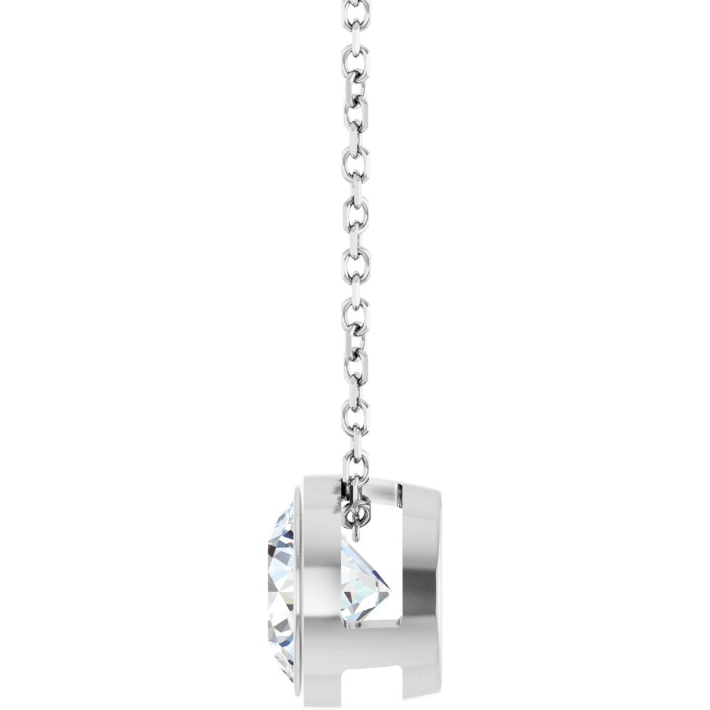 14K White Gold 1 CT Lab-Grown Diamond Bezel-Set 16-18" Necklace