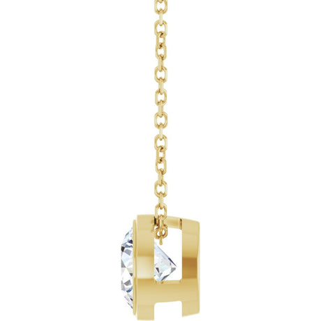 14K Yellow Gold 1 CT Lab-Grown Diamond Bezel-Set 16-18" Necklace