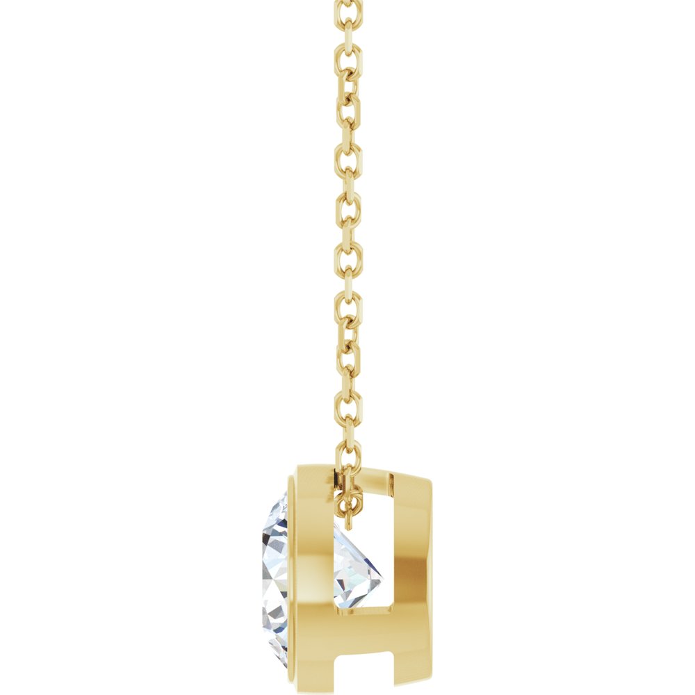 14K Yellow Gold 1 CT Lab-Grown Diamond Bezel-Set 16-18" Necklace
