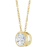 14K Yellow Gold 1 CT Lab-Grown Diamond Bezel-Set 16-18" Necklace