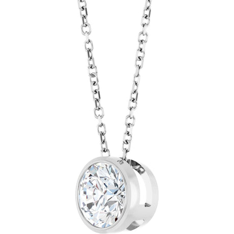 14K White Gold 1 CT Lab-Grown Diamond Bezel-Set 16-18" Necklace