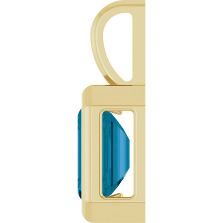 14K Yellow Gold Natural London Blue Topaz Pendant