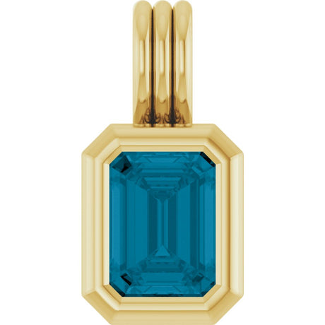 14K Yellow Gold Natural London Blue Topaz Pendant