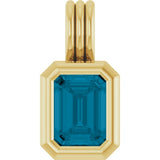 14K Yellow Gold Natural London Blue Topaz Pendant