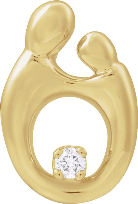 14K Yellow Gold .03 CT Natural Diamond Mother and Child® Slide Pendant