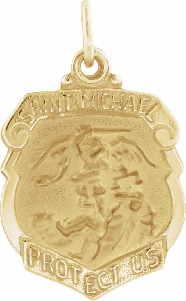 14K Yellow Gold 16.5x14 mm St. Michael Medal 