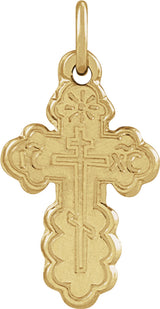 14K Yellow Gold 12x8 mm Orthodox Cross Pendant