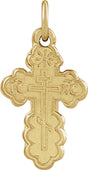 14K Yellow Gold 12x8 mm Orthodox Cross Pendant