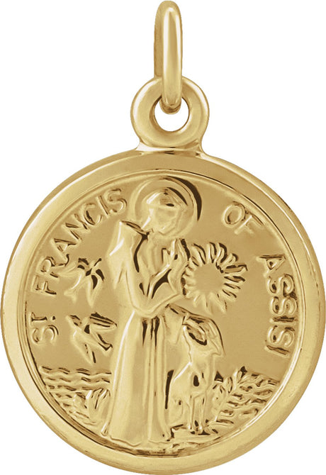 14K Yellow 10.15x12 mm St. Francis of Assisi Medal