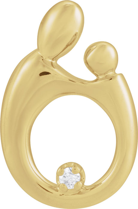 14K Yellow Gold .05 CT Natural Diamond Mother and Child® Slide Pendant