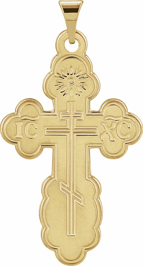 14K Yellow Gold 26x17 mm Orthodox Cross Pendant
