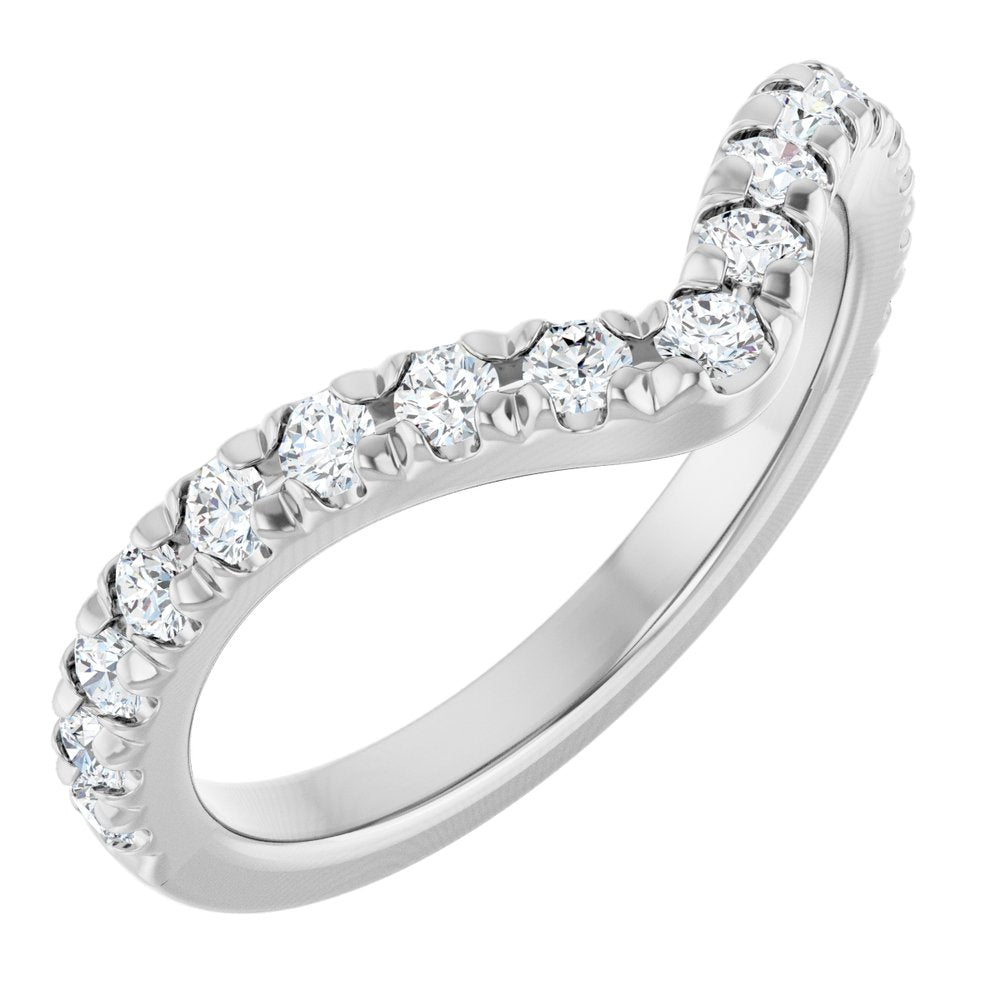 14K White Gold 1/2 CTW Lab-Grown Diamond French-Set Contour Band