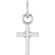 Sterling Silver .005 CT Natural Diamond Cross Pendant