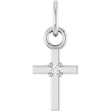Sterling Silver .005 CT Natural Diamond Cross Pendant