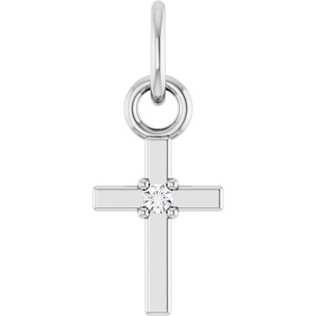Sterling Silver .005 CT Natural Diamond Cross Pendant