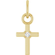 14K Yellow Gold .005 CT Natural Diamond Cross Pendant