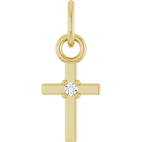 14K Yellow Gold .005 CT Natural Diamond Cross Pendant