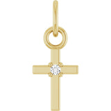 14K Yellow Gold .005 CT Natural Diamond Cross Pendant