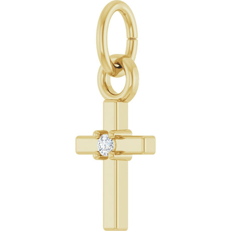 14K Yellow Gold .005 CT Natural Diamond Cross Pendant