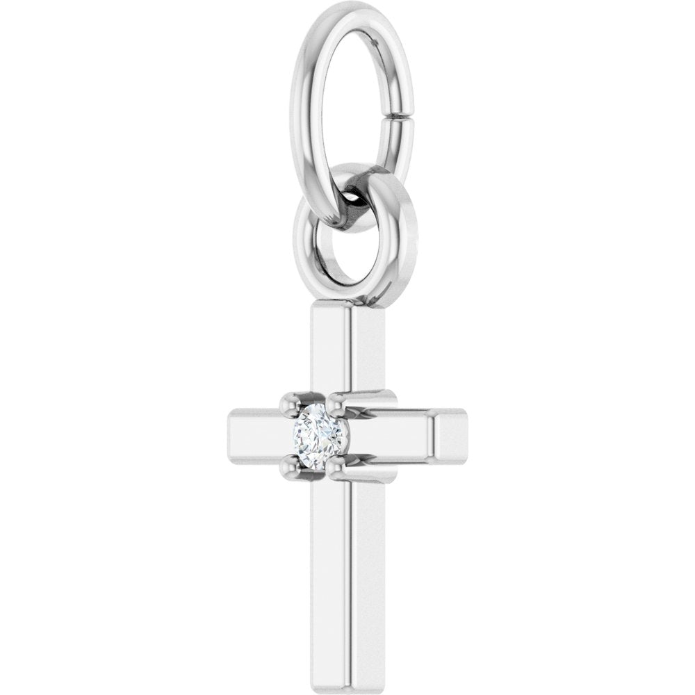 Sterling Silver .005 CT Natural Diamond Cross Pendant