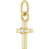 14K Yellow Gold .005 CT Natural Diamond Cross Pendant