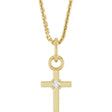 14K Yellow Gold .005 CT Natural Diamond Cross 16" Necklace