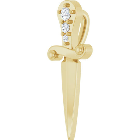 14K Yellow Gold .04 CTW Natural Diamond Dagger Pendant
