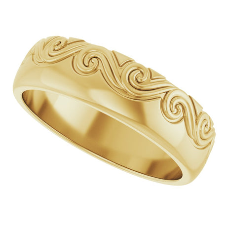 14K Yellow Gold 6 mm Sculptural Comfort-Fit Band Size 10