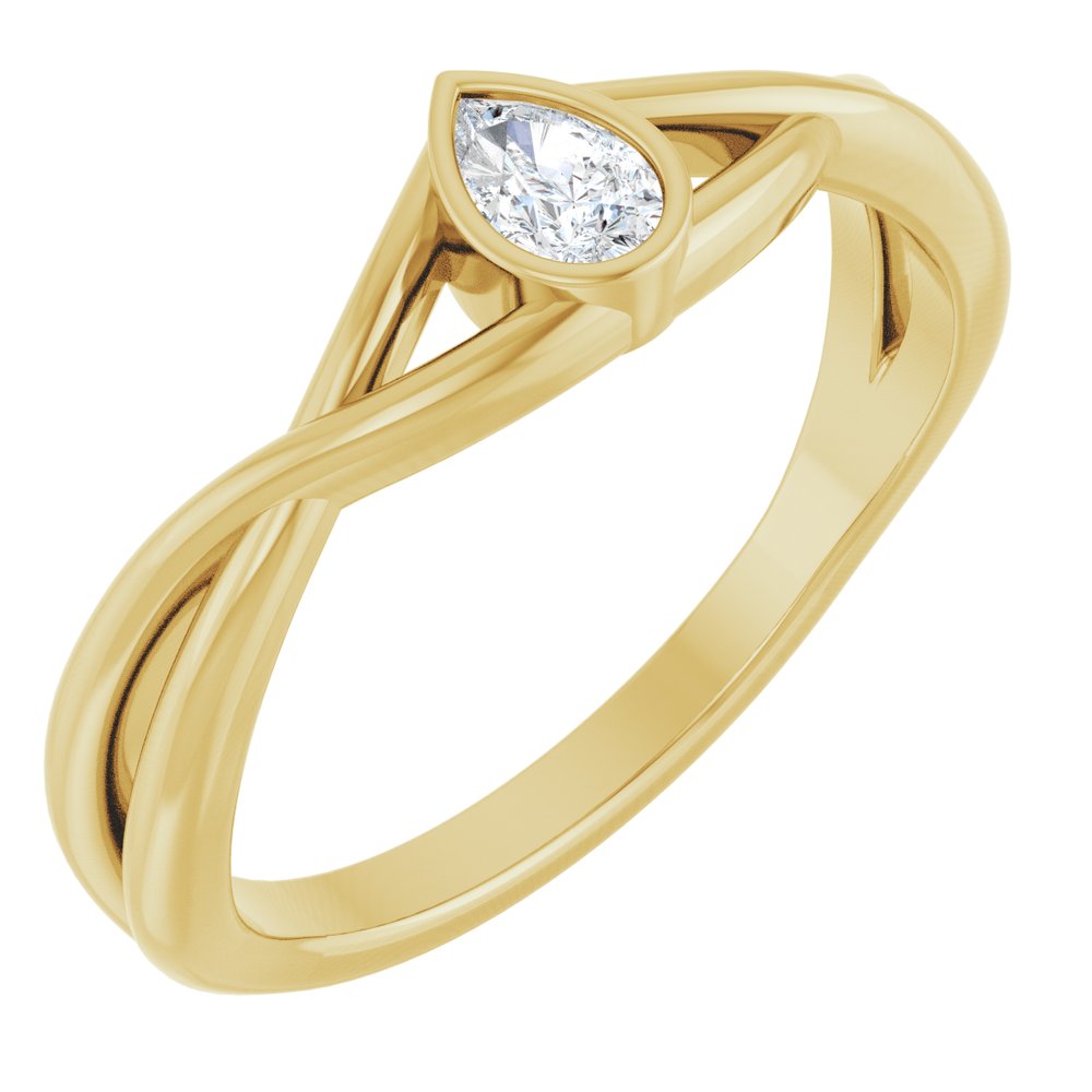 14K Yellow Gold 1/6 CT Lab-Grown Diamond Solitaire Ring