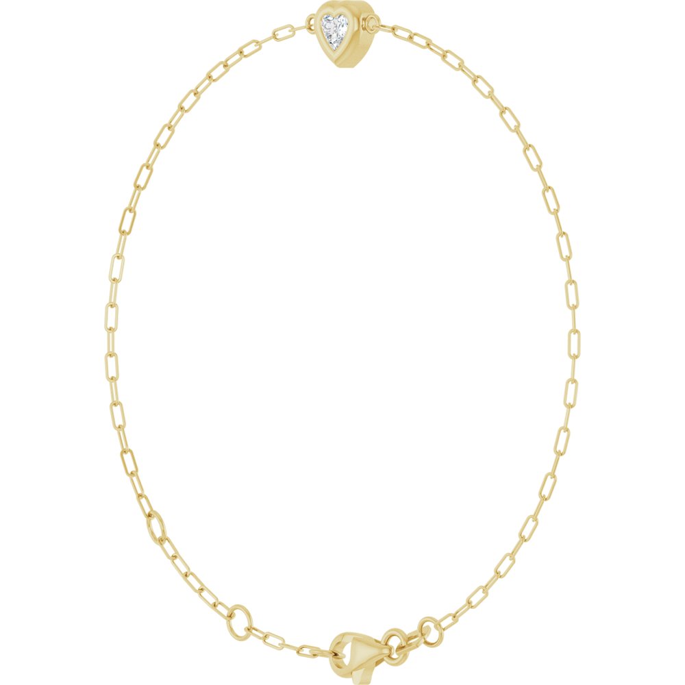 14K Yellow Gold 1/5 CT Natural Diamond Heart 6 1/2-7 1/2" Bracelet