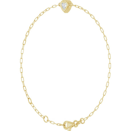 14K Yellow Gold 1/5 CT Natural Diamond Heart 6 1/2-7 1/2" Bracelet