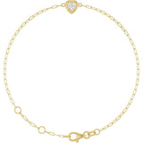 14K Yellow Gold 1/5 CT Natural Diamond Heart 6 1/2-7 1/2" Bracelet