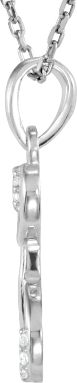 14K White .025 CTW Natural Diamond Initial H 18" Necklace