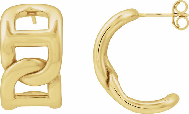 14K Yellow Anchor Chain 22 mm Hoop Earrings