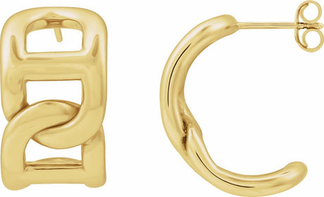 14K Yellow Electroform Anchor Chain 22 mm Hoop Earrings