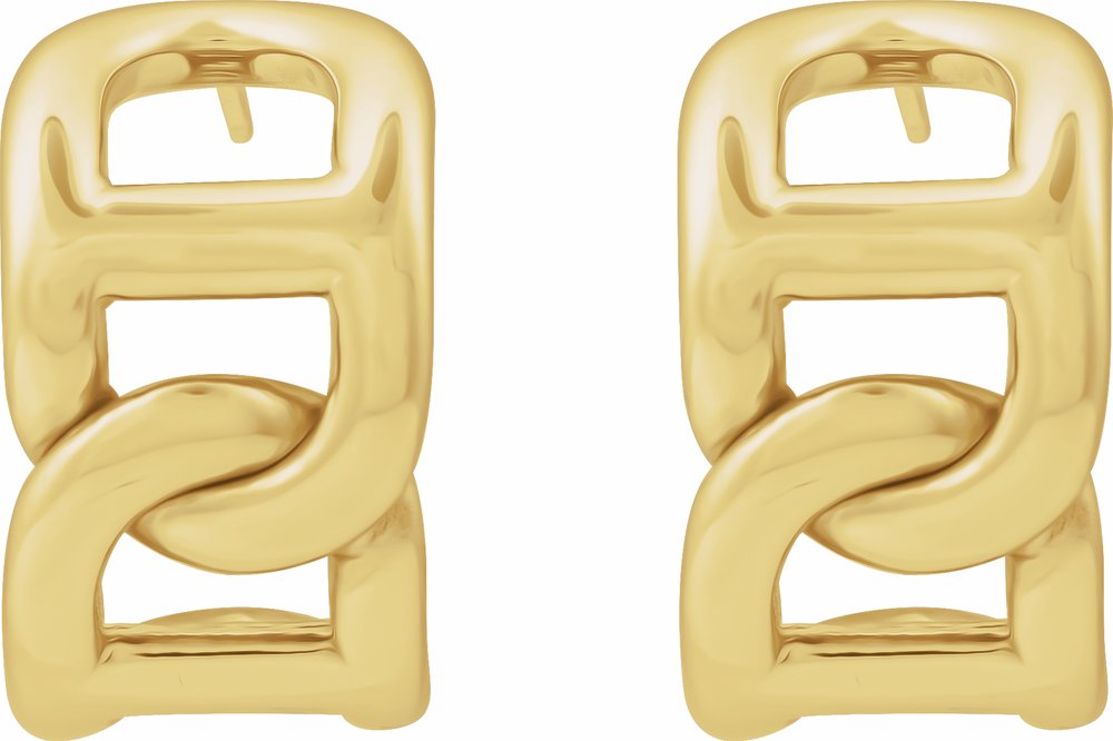 14K Yellow Anchor Chain 22 mm Hoop Earrings