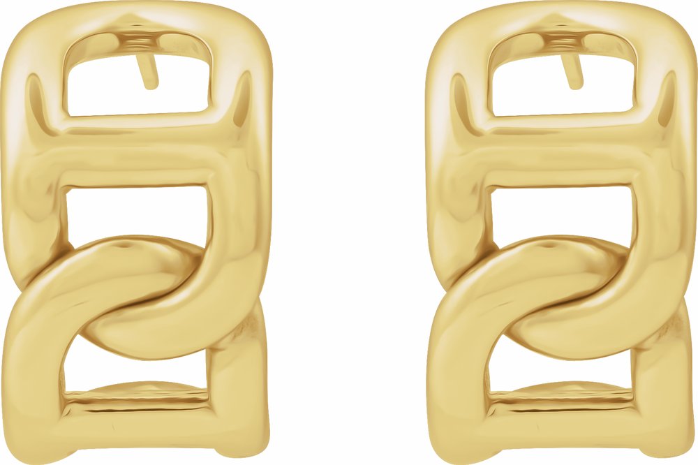 14K Yellow Electroform Anchor Chain 22 mm Hoop Earrings