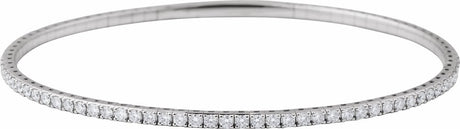 14K White Gold 1 CTW Natural Diamond  Flexible Bangle 7" Bracelet