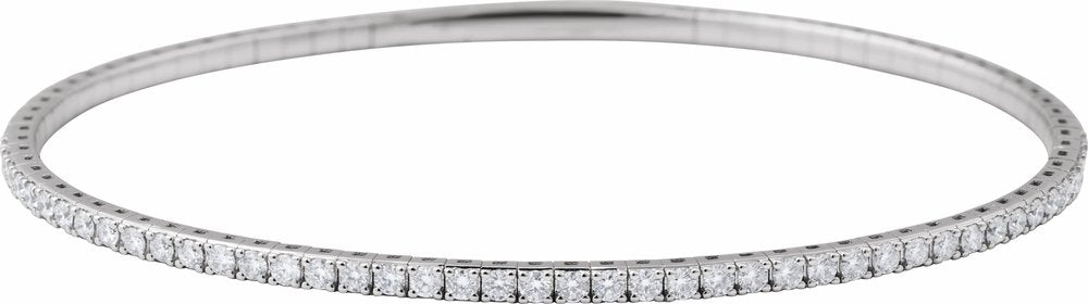 14K White Gold 2 CTW Natural Diamond  Flexible Bangle 7" Bracelet