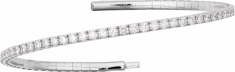 14K White Gold 1 CTW Natural Diamond  Flexible Bangle 7" Bracelet
