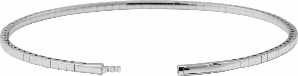 14K White Gold 2 CTW Natural Diamond  Flexible Bangle 7" Bracelet