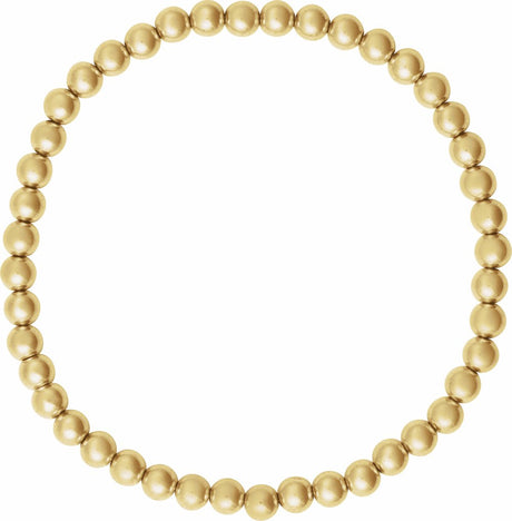 14K Yellow Gold-Filled 4 mm Elastic Bead 6 1/2" Bracelet